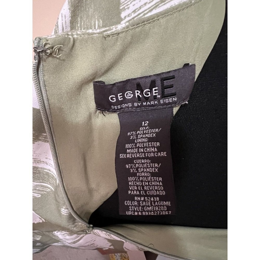 George By Mark Eisen Womens Size 12 Sage Lagume Basic Dress Lined - Picture 3 of 3